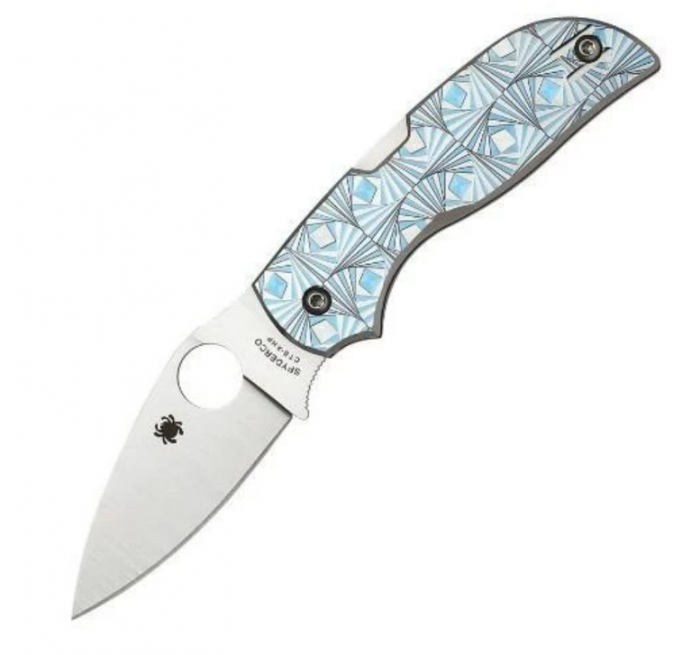 Нож складной Chaparral 3 - Spyderco C152STIBLP, сталь CTS-XHP Satin Plain, рукоять титан с узором, синий