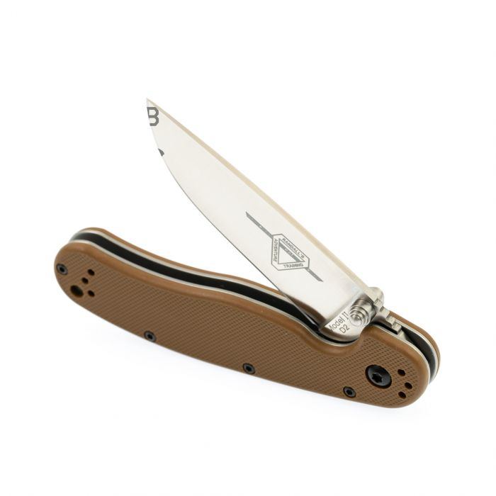 Нож складной Ontario RAT-2, сталь D2. Клинок - Satin, Рукоять - Brown GRN