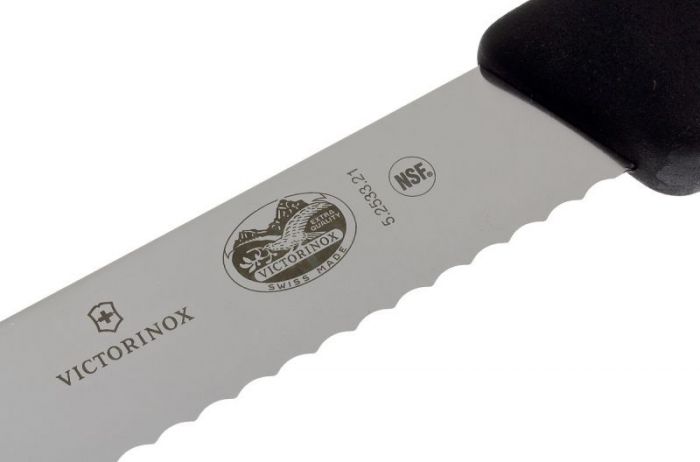 Кухонный нож Victorinox для хлеба, сталь X55CrMo14, рукоять термоэластопласт, черный