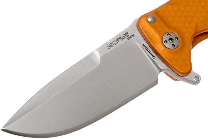 Нож складной LionSteel SR22A OS Mini, сталь Uddeholm Sleipner® Satin Finish, рукоять алюминий (Solid®), оранжевый