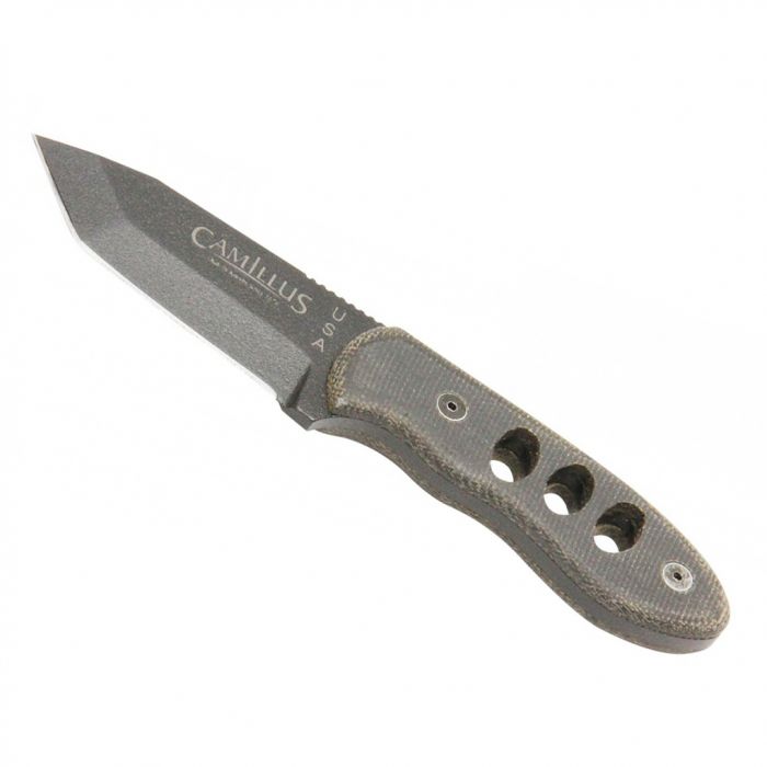 Нож с фиксированным клинком Camillus Choker, сталь 1095 Carbon Steel, рукоять Микарта, серый